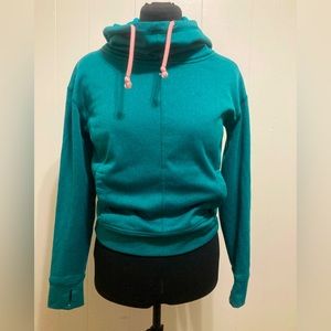 The North Face Funnel Neck Fleece Hoodie size XS Teal/Pink